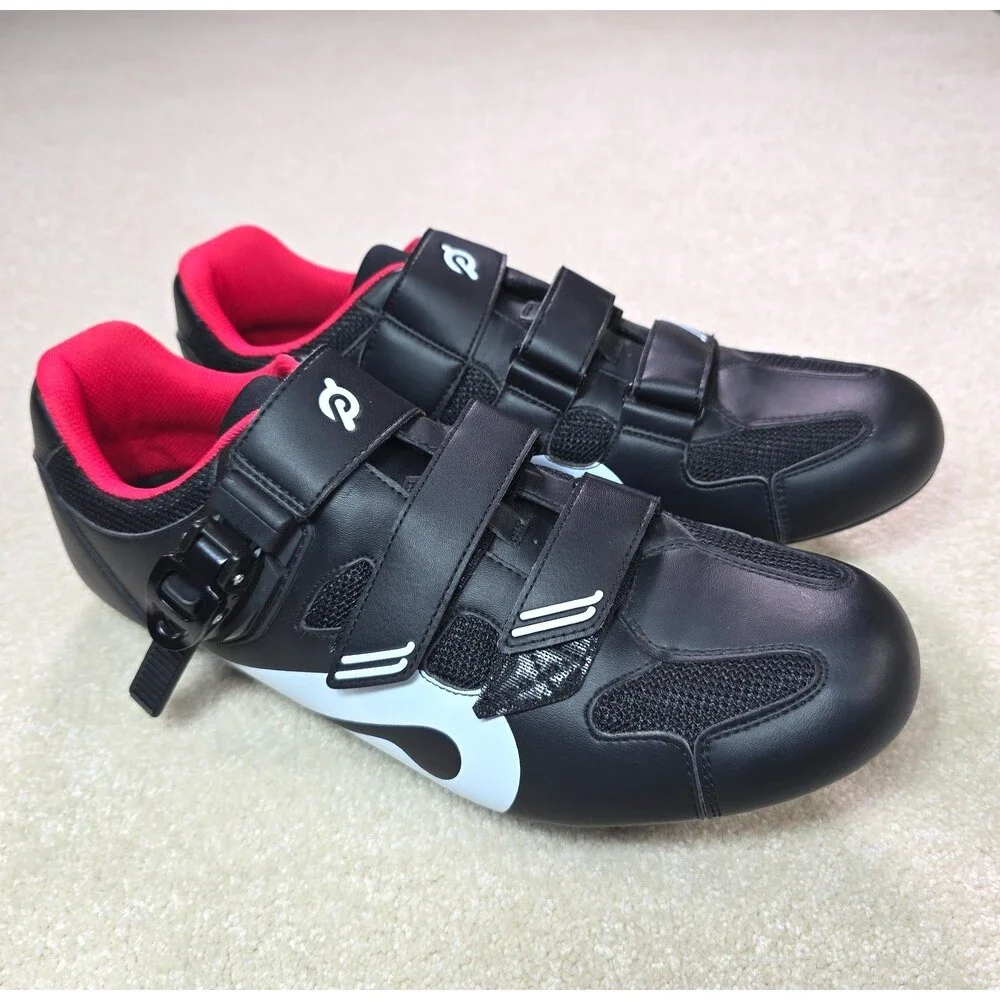 Peloton Cycling Shoes Mens Euro 47 US 13 SPD-SL Cleats Black Red Indoor Bike EUC